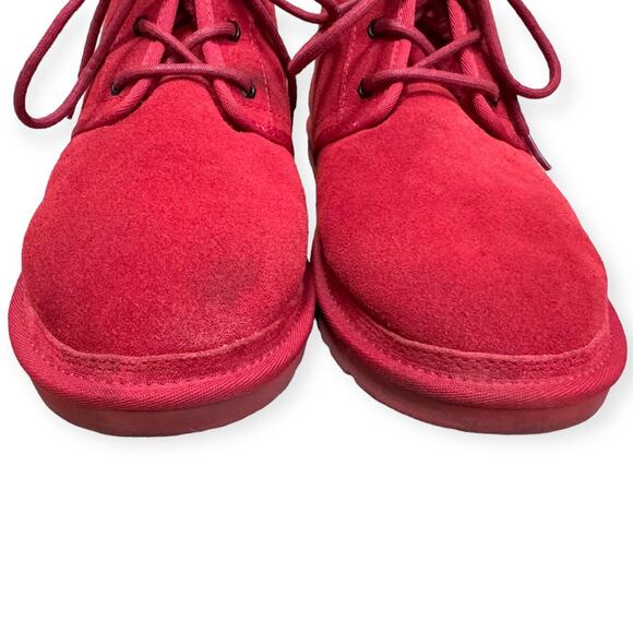 UGG Red Neumel Uggplush Wool Blend Lining Lace Up Chukka Boots Men's Size 11 - Picture 3 of 13